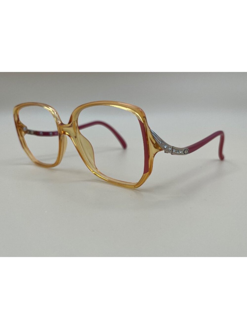 Christian Dior Vintage Oversized Eyeglasses Frame 2420 80 57mm Gold & Burgundy